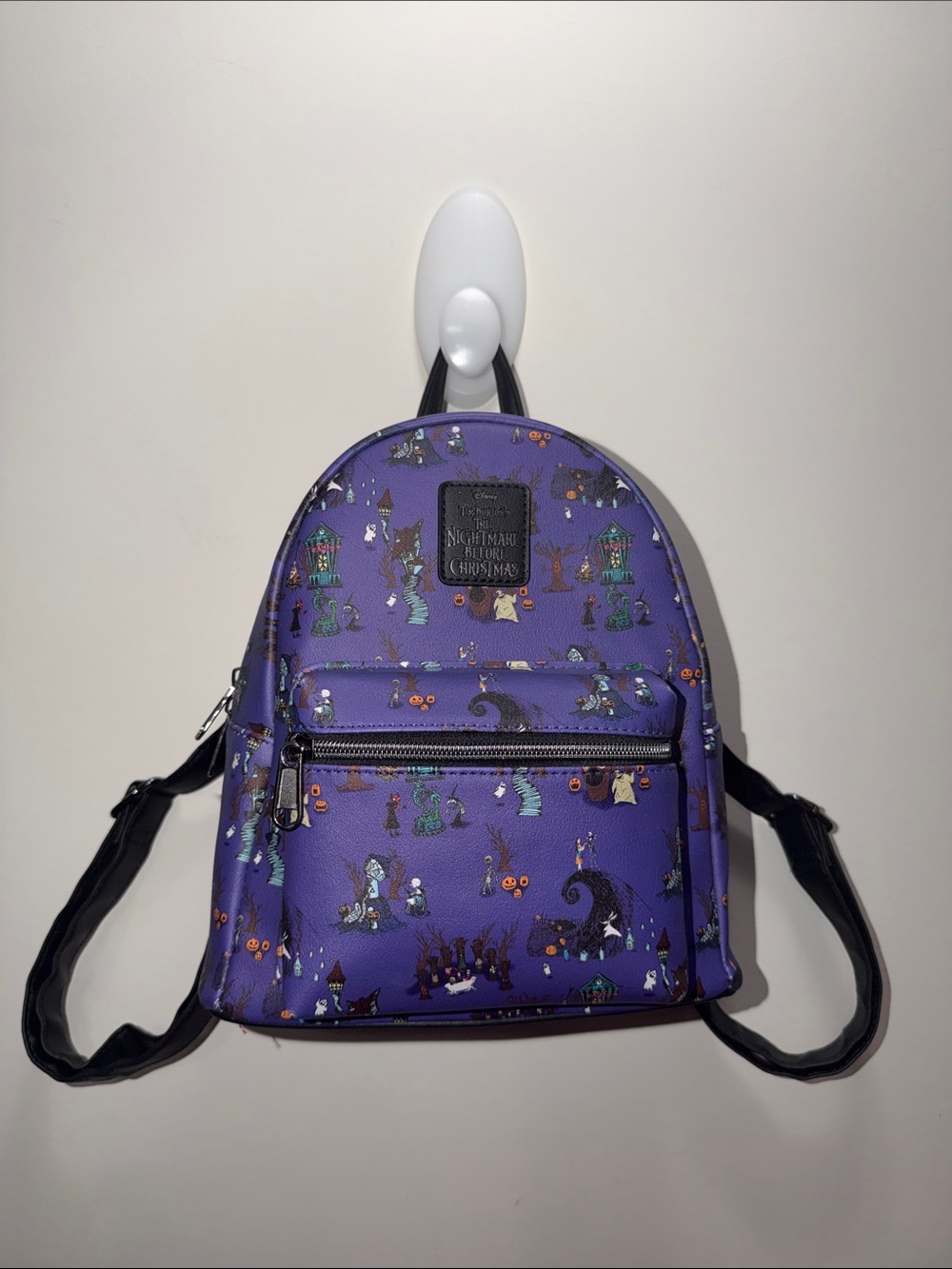 Nightmare Before Christmas Purple Mini Backpack with Character Print 10.5x9x4.5